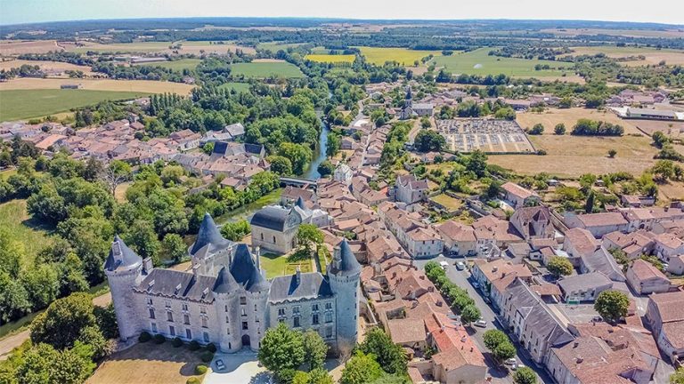Aerial shot of Verteuil-sur-Charente
